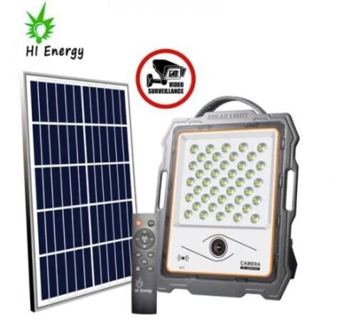 PROIECTOR LED 100 W CU PANOU SOLAR, CARD DE MEMORIE SI CAMERA DE SUPRAVEGHERE